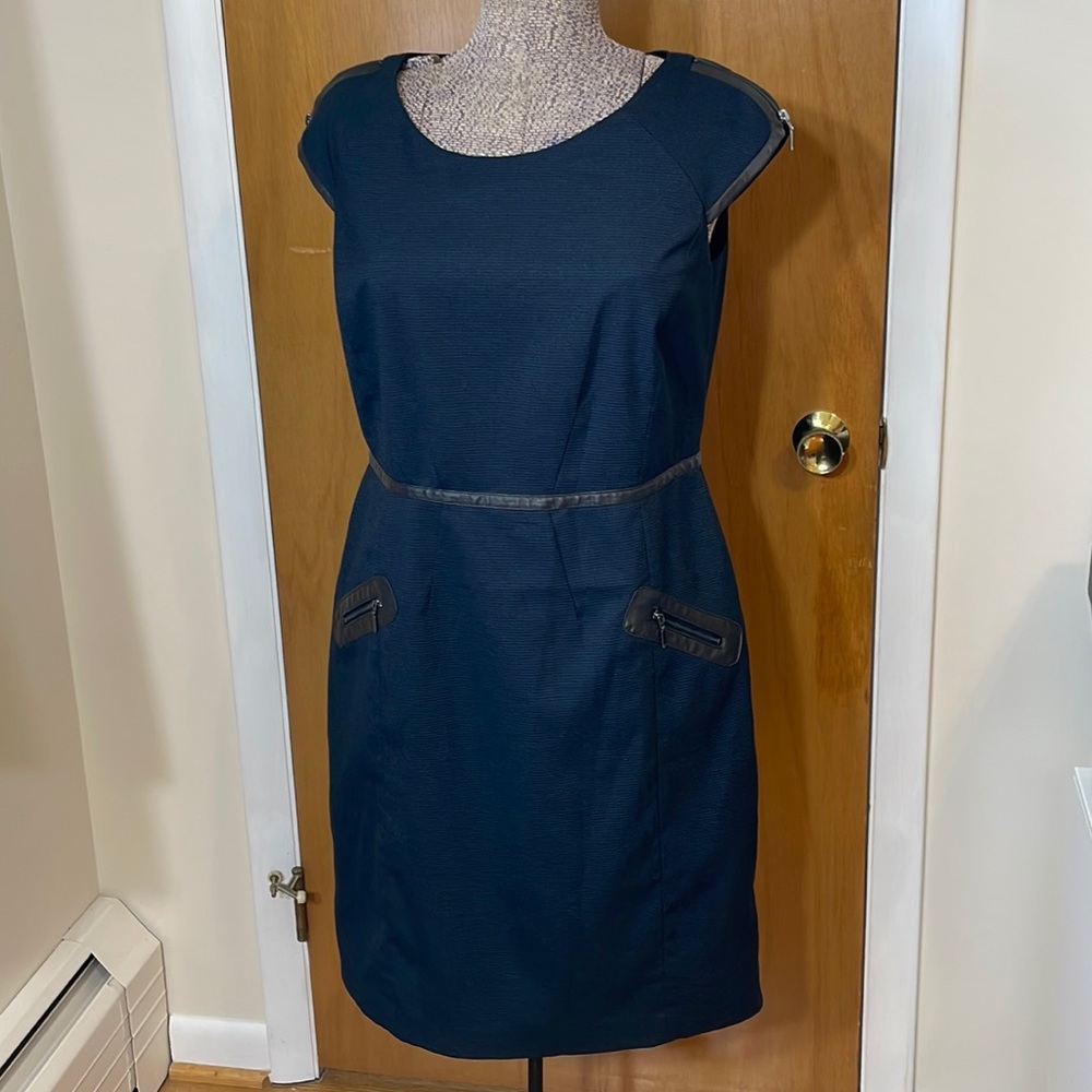 Worthington Womens 12 Black and Blue Dress Cap Sleeves Zipper Accents
